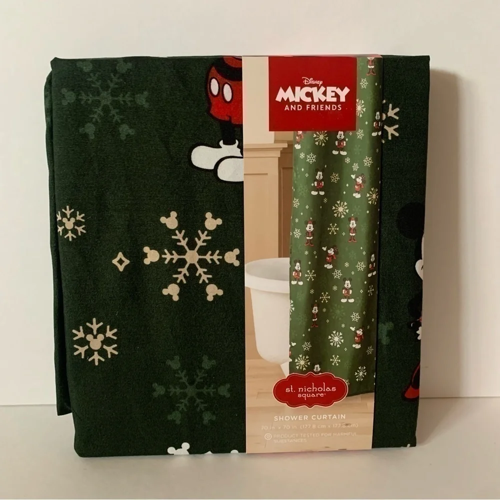 NWT. ST. NICHOLAS SQUARE Disney Mickey and Minnie Shower Curtain
